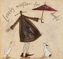 Rain, walking, Love and Dog prints 'Lovely Weather For Ducks' Gift art prints by Sam Toft