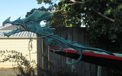 Picture: Dragon carving in NZ kauri