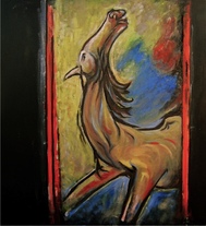 Horses running surealist painting. 'Horses for Maria' by Daryl Lex Price.